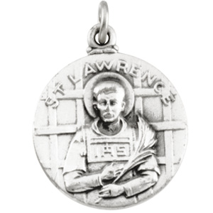 Sterling Silver St. Lawrence Medal 18mm & Chain