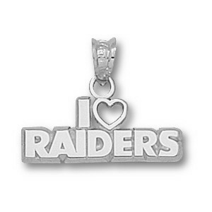 Oakland Raiders Sterling Silver I Heart Raiders Pendant