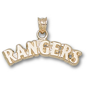 14kt Yellow Gold 1/4in Texas Rangers Arched Team Pendant