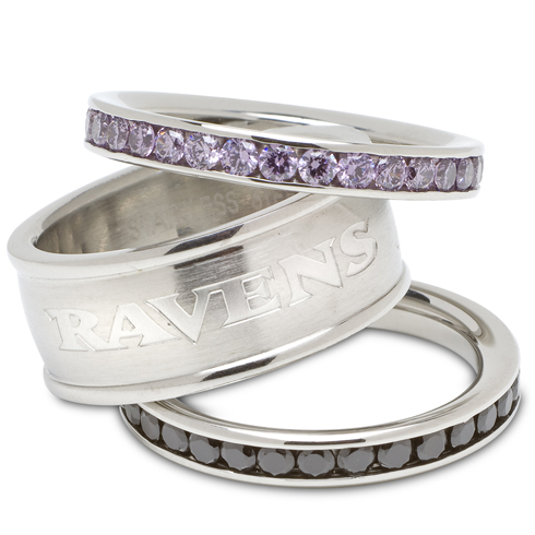 Baltimore Ravens Crystal Stacked Ring Set RAV035CR