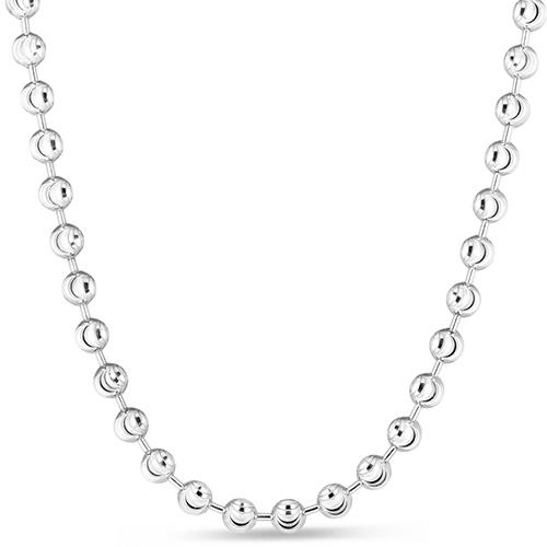 Sterling Silver 24in Moon-cut Bead Chain 6mm