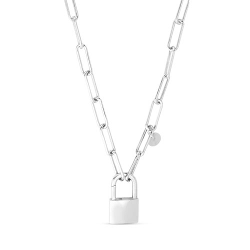 ROUND LINK PAPER CLIP NECKLACE WITH PADLOCK – bobbie carr