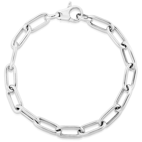 Sterling Silver Rounded Paper Clip Link Bracelet 7.5in JJAGRC11258-0750