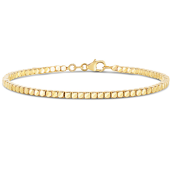 14k Yellow Gold  Slender Cube Bangle Bracelet