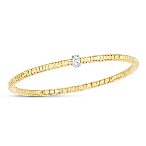 14k Yellow Gold .15 ct tw Diamond Tubogas Bangle Bracelet