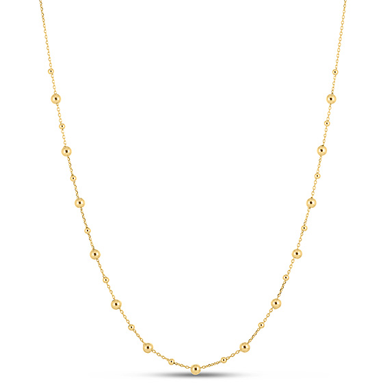 14k Yellow Gold Pallina Bead Station Necklace