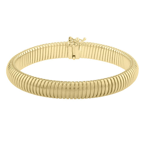 14k Yellow Gold 7.25in Tubogas Bangle Bracelet 9mm Thick