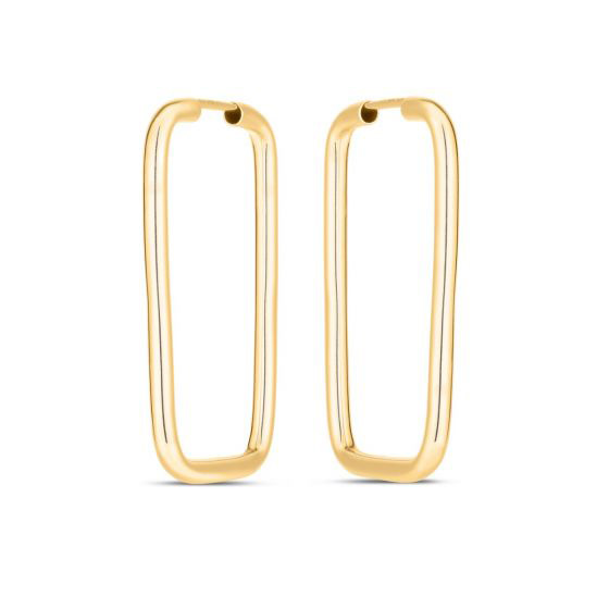 14k Yellow Gold Endless Rectangle Hoop Earrings