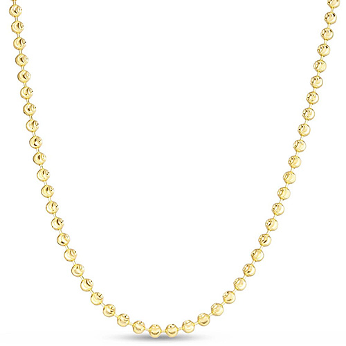 14k Yellow Gold 16in Moon-cut Bead Chain 4mm