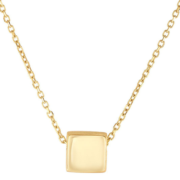 14k Yellow Gold Tiny Cube Necklace