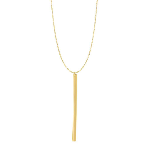 14k Yellow Gold Long Vertical Bar 24in Necklace