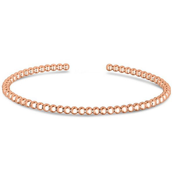 14k Rose Gold Bead Cuff Bangle Bracelet