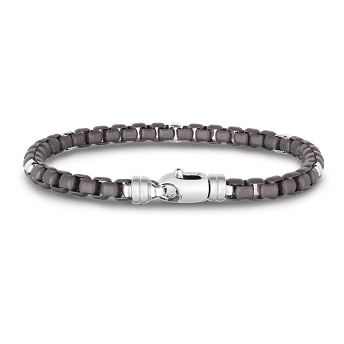 Phillip Gavriel Sterling Silver Men's Gun Metal Gray Box Link Bracelet