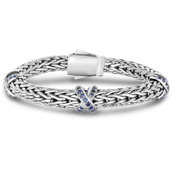 Phillip Gavriel Sterling Silver Woven X 1 ct tw Blue Sapphire Bracelet 7.5in