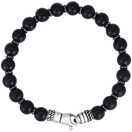 Phillip Gavriel Sterling Silver Men's Onyx Bead Bracelet