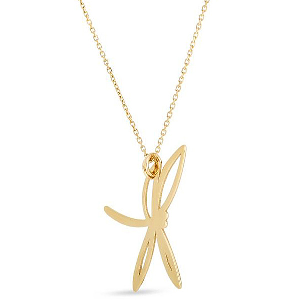 14k Yellow Gold Polished Dragonfly Necklace