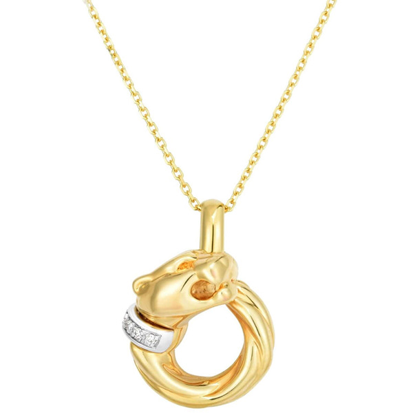 Phillip Gavriel 14k Yellow Gold .05 ct tw Diamond Panther Necklace