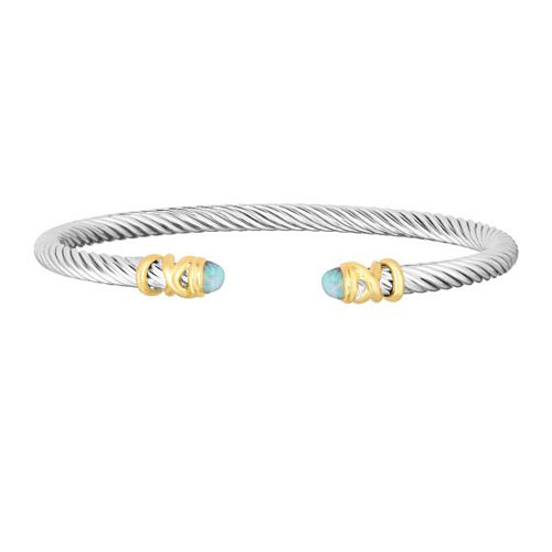 Phillip Gavriel Sterling Silver 18k Yellow Gold Opal Filo Bangle