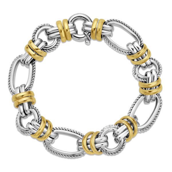 Phillip Gavriel Sterling Silver and 18k Gold Contessa Bracelet 8in