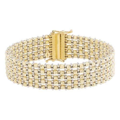 14k Two-tone Gold Red Carpet Bracelet with Bead Accents