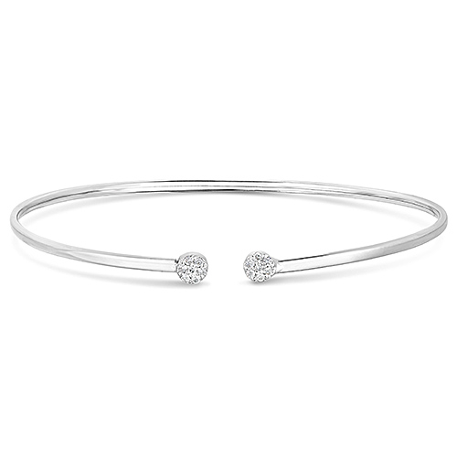 14k White Gold .14 ct tw Diamond Cluster Cuff Bangle Bracelet