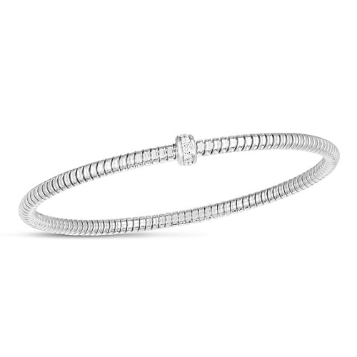 14k White Gold .15 ct tw Diamond Tubogas Bangle Bracelet