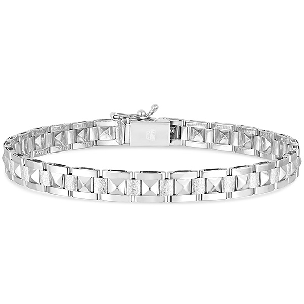 14k White Gold Pyramid Bracelet 7in