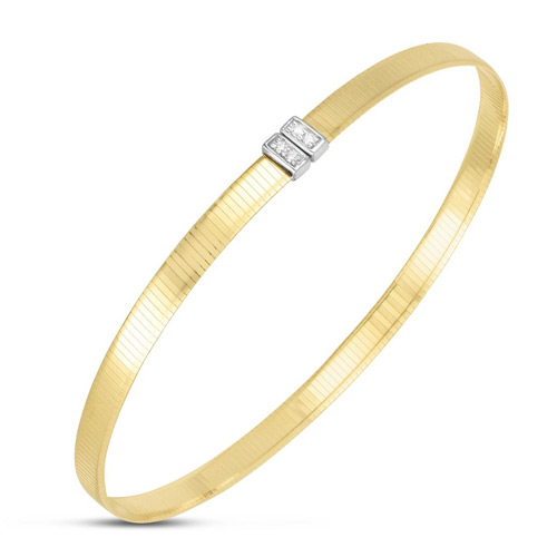 14k Yellow Gold Omega .04 ct tw Diamond Cuff Bangle Bracelet