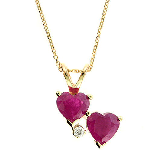 Sri Jagdamba Pearls Dealer Dual Heart Ruby Pendant : Amazon.in: Fashion