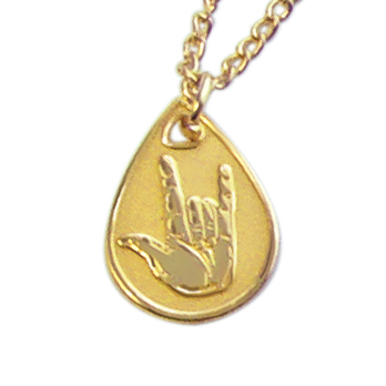 I Love You Sign Language Necklace - Gold Finish