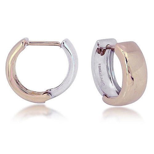 14k Two-tone Gold 1/2in Huggie Hoop Earrings 6mm Thick