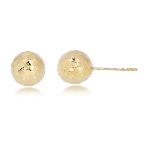 14k Yellow Gold 8mm Diamond-cut Ball Stud Earrings SC-4Y804010