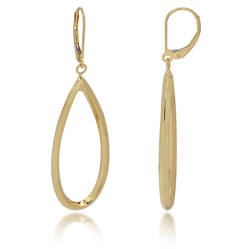 14k Yellow Gold Polished Open Teardrop Dangle Earrings 2in