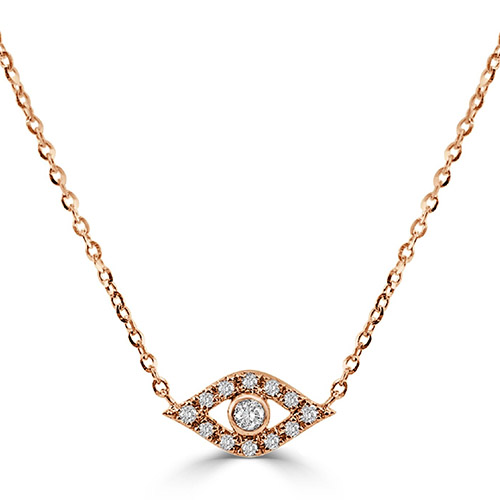 14K Rose Gold Diamond Evil Eye Necklace