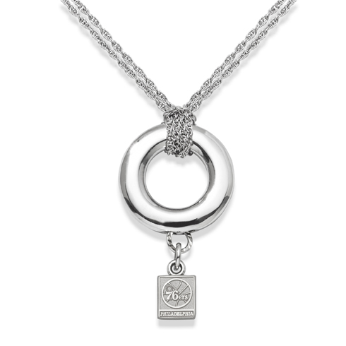 Sterling Silver 16in Philadelphia 76ers Halo Necklace