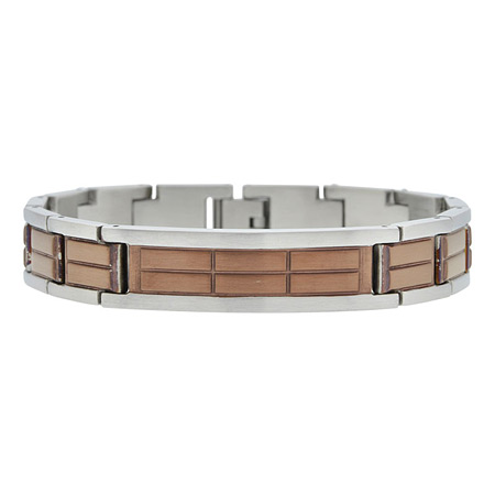 8.5in Brownstone Stainless Steel Bracelet