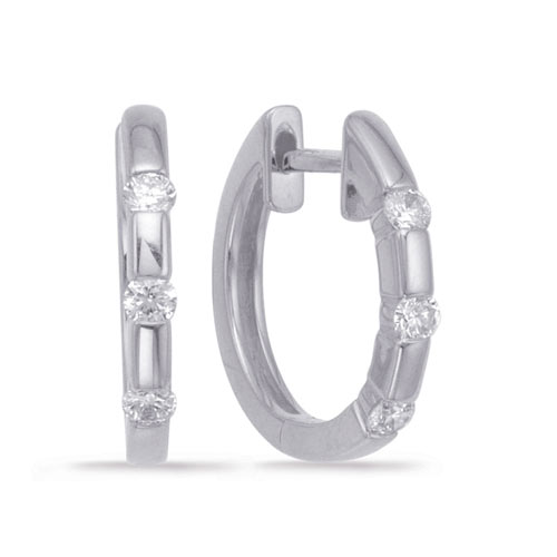 14k White Gold .27 ct tw Diamond Six-Stone Huggie Earrings