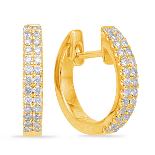 14k Yellow Gold .27 ct tw Micro Prong Set Diamond Huggie Hoop Earrings