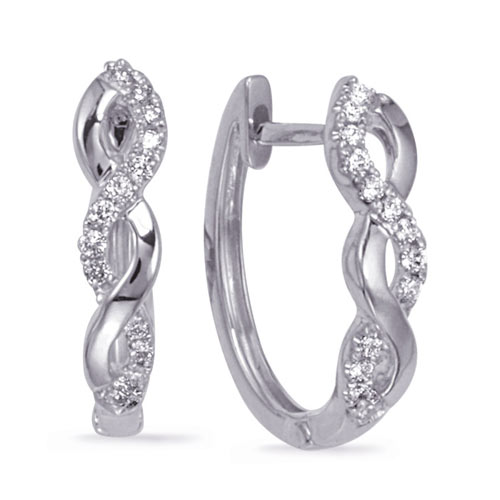 14k White Gold 0.13 ct tw Diamond Twist Infinity Hoop Earrings