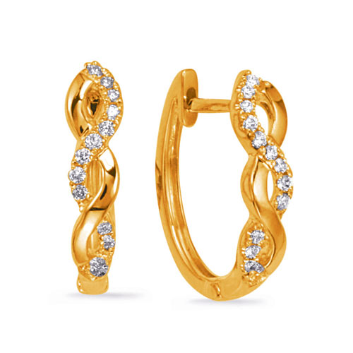 14k Yellow Gold 0.13 ct tw Diamond Twist Infinity Hoop Earrings