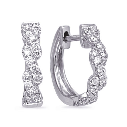 14k White Gold .27 ct tw Diamond Twist Hoop Earrings