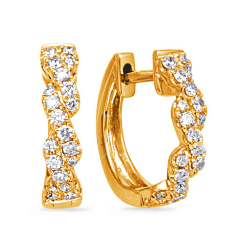 14k Yellow Gold .27 ct tw Diamond Twist Hoop Earrings