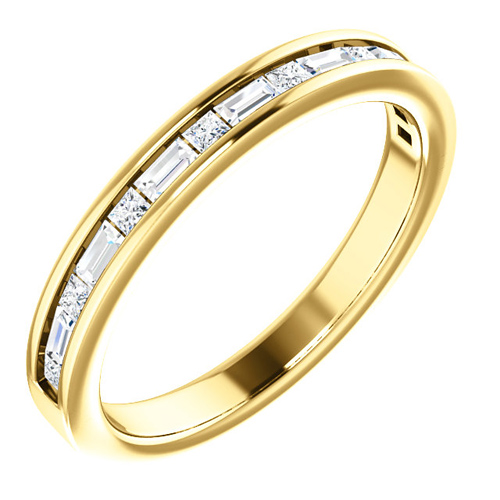 14kt Yellow Gold 3/8 ct Diamond Baguette and Princess Anniversary Ring ...