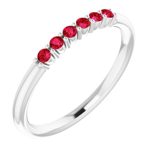 14k White Gold Ruby Six Stone Stackable Ring