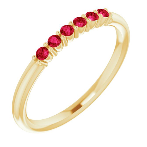 14k Yellow Gold Ruby Six Stone Stackable Ring JJ123288YRU