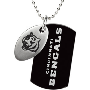 Stainless Steel Cincinnati Bengals Dog Tag Duo 27in Necklace JJ24481