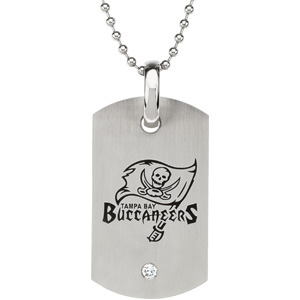 Stainless Steel Tampa Bay Buccaneers CZ Dog Tag Necklace JJ24515