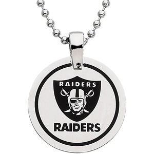 Stainless Steel Oakland Raiders Disc 27in Necklace JJ24538