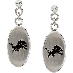 Stainless Steel Detroit Lions Dangle Earrings JJ24726