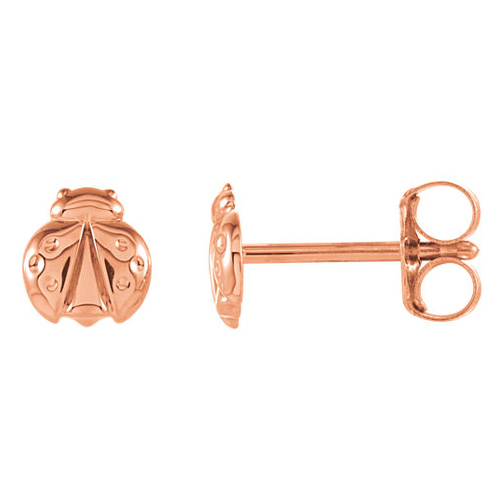 14k Rose Gold Ladybug Stud Earrings